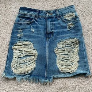 Ripped denim skirt